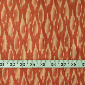 Precut 0.75 meters -Orange Mercerised Ikat Pochampally Woven Cotton Fabric