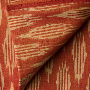 Precut 0.75 meters -Orange Mercerised Ikat Pochampally Woven Cotton Fabric