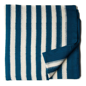 Precut 0.25 meters -Blue Double Ikat Pochampally Woven Cotton Fabric