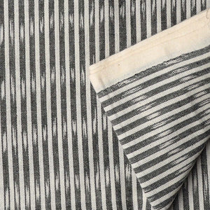 Precut 0.50 meters -Grey & White Ikat Pochampally Woven Cotton Fabric