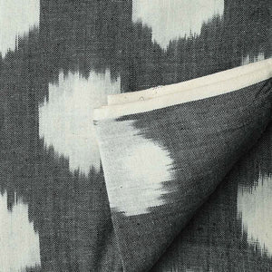 Precut 0.25 meters -Grey & Off White Ikat Pochampally Woven Cotton Fabric