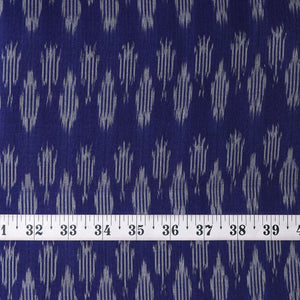 Precut 0.25 meters -Blue Mercerised Ikat Pochampally Woven Cotton Fabric