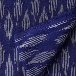 Precut 0.25 meters -Blue Mercerised Ikat Pochampally Woven Cotton Fabric