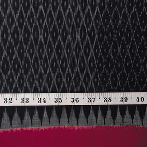 Precut 0.5 meters -Black & Red Ikat Pochampally Woven Cotton Fabric