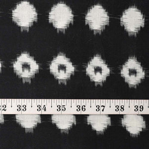 Precut 0.75 meters -Black & White Double Ikat Pochampally Woven Cotton Fabric
