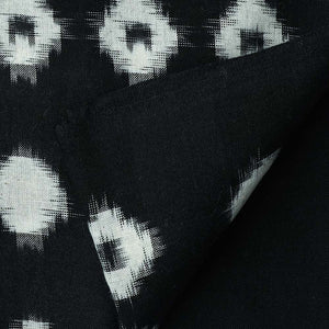 Black & White Double Ikat Pochampally Woven Cotton Fabric