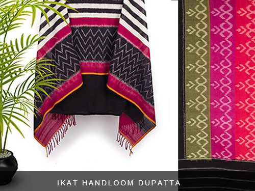 Traditional Handloom Ikat dupattas with beautiful patterns