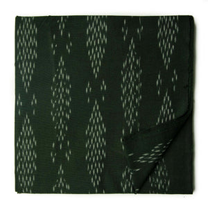 Precut 1 meter -Green Ikat Pochampally Handloom Cotton Fabric