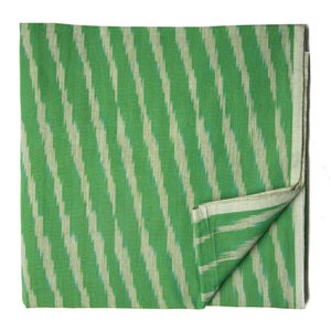 Precut 1 Meter - Green Ikat Pochampally Woven Cotton Fabric