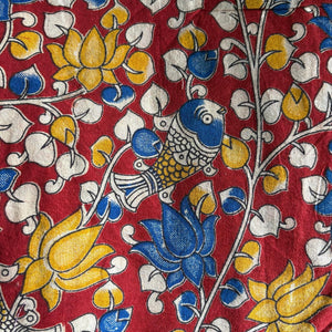Precut 1 meter -Kalamkari Handblock Printed Cotton Fabric