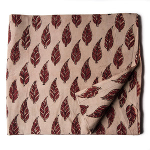 Precut 0.25 meters -Red & Off White Kalamkari Handblock Printed Cotton Fabric