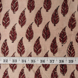 Precut 0.25 meters -Red & Off White Kalamkari Handblock Printed Cotton Fabric