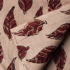 Precut 0.25 meters -Red & Off White Kalamkari Handblock Printed Cotton Fabric