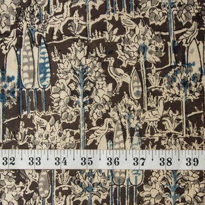 Precut 0.25 meters -Black & Off White Kalamkari Handblock Printed Cotton Fabric