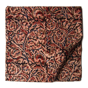 Precut 1 meter -Black & Brown Kalamkari Hand Block Printed Cotton Fabric