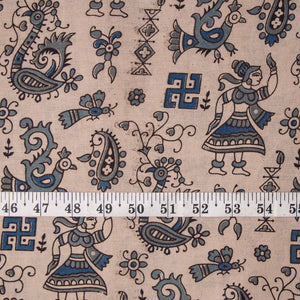 Precut 0.75 meters -Kalamkari Screen Printed Cotton Fabric