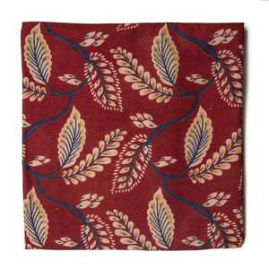 Red and yellow Kalamkari Screen Printed Cotton Fabric with floral print