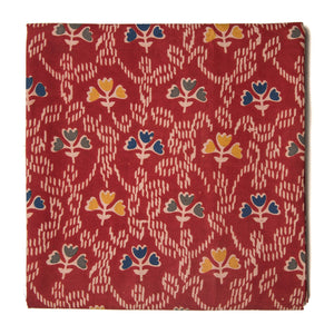 Red Kalamkari Screen Printed Cotton Fabric with floral print