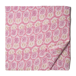 Pink Printed Cotton fabric with pineapple print