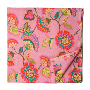 Pink and Yellow Printed cotton fabric with floral print
