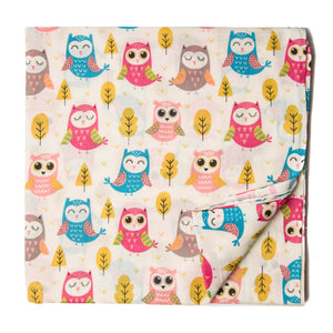 Multicolour Printed cotton fabric with owl print