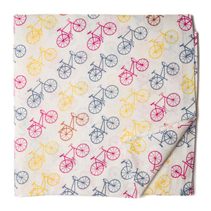 Multicolour Screen Printed Pure cotton fabric with cycle design