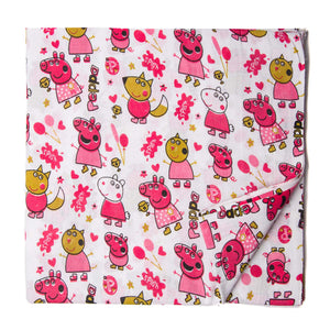Pink and white Screen Printed Pure cotton fabric with animal design