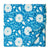 Blue and White screen printed cotton fabric with floral design