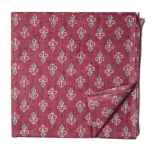 Pink and brown screen printed pure cotton fabric with floral design