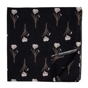 Black and White Screen Printed Pure Cotton Fabric with floral design