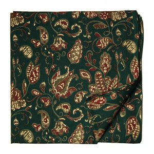 Green and Maroon Screen Printed Pure Cotton Fabric with floral design