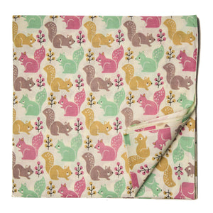 Multicolour Screen Printed Pure Cotton Fabric with squirrel design