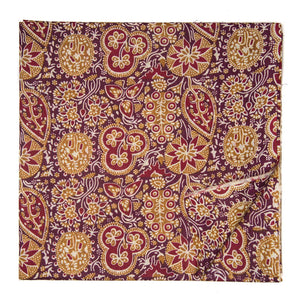 Maroon and Yellow Printed Cotton Fabric with floral design