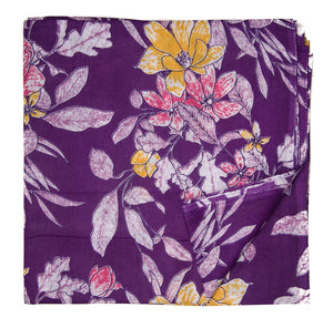 Purple and White Printed Cotton Fabric with floral design