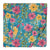 Blue and Yellow Printed Cotton Fabric with floral design