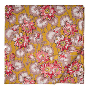 Red and Yellow Printed Cotton Fabric with floral design