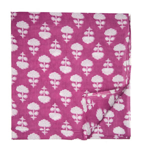 Pink and White Printed Cotton Fabric with floral design