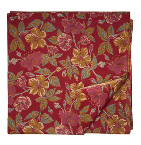 Red and Yellow Printed Cotton Fabric with floral design