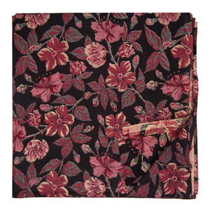 Black and Red Printed Cotton Fabric with floral design