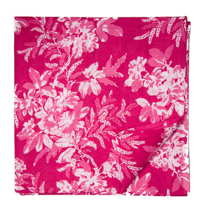 Pink and White Printed Cotton Fabric with floral design