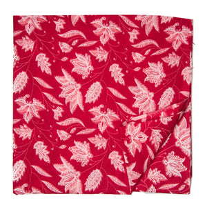 Red and White Printed Cotton Fabric with floral design