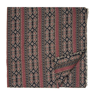 Black and Red Screen Printed Pure Cotton Fabric with Abstract Design