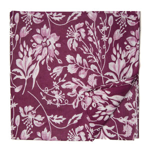 Maroon and White Screen Printed Pure Cotton Fabric with Floral Design