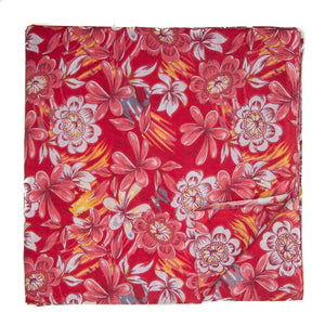 Red and White Screen printed pure cotton fabrics with floral print