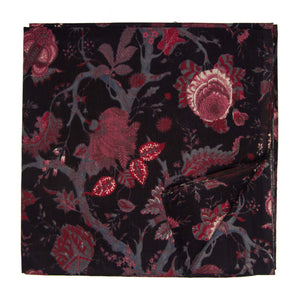 Red and Black Screen printed pure cotton fabrics with floral print