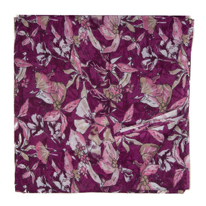 Pink and Violet Screen printed pure cotton fabrics with floral print