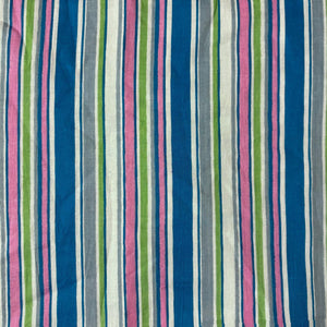 Blue and Multicolour Screen printed pure cotton fabrics with lines print