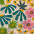 Blue and Pink Screen printed pure cotton fabrics with floral print