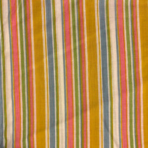 Yellow and Multicolour Screen printed pure cotton fabrics with lines print