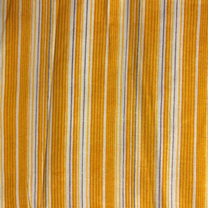 Yellow and Off White Screen printed pure cotton fabrics with lines print
